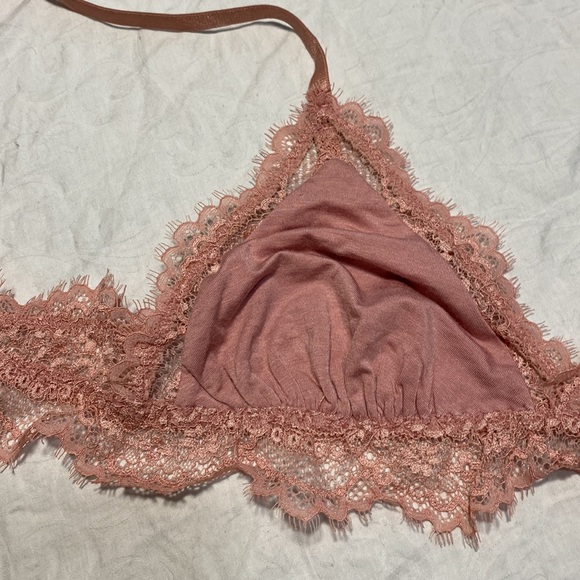 NEW Free People FP Intimately Bralette Medium Pink Lace Bra Lacy Triangle Floral - Picture 3 of 9